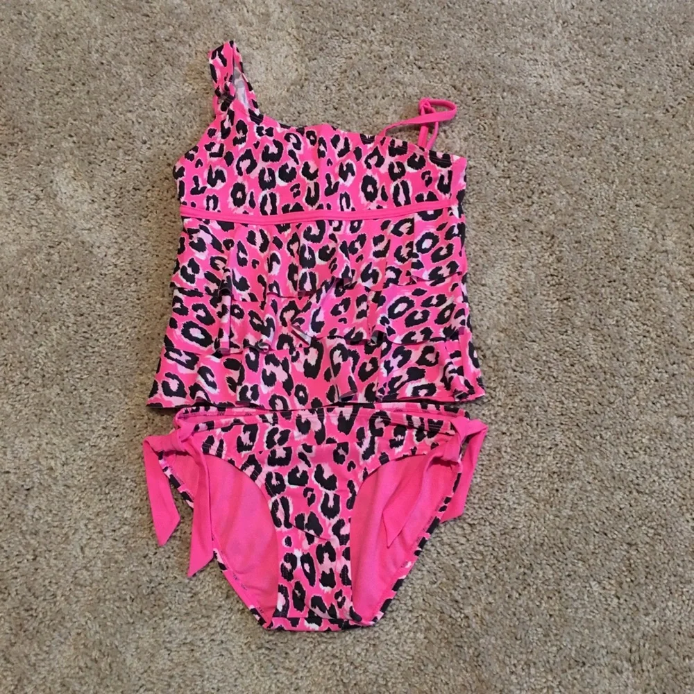 Justice size 10 pink animal print tankini